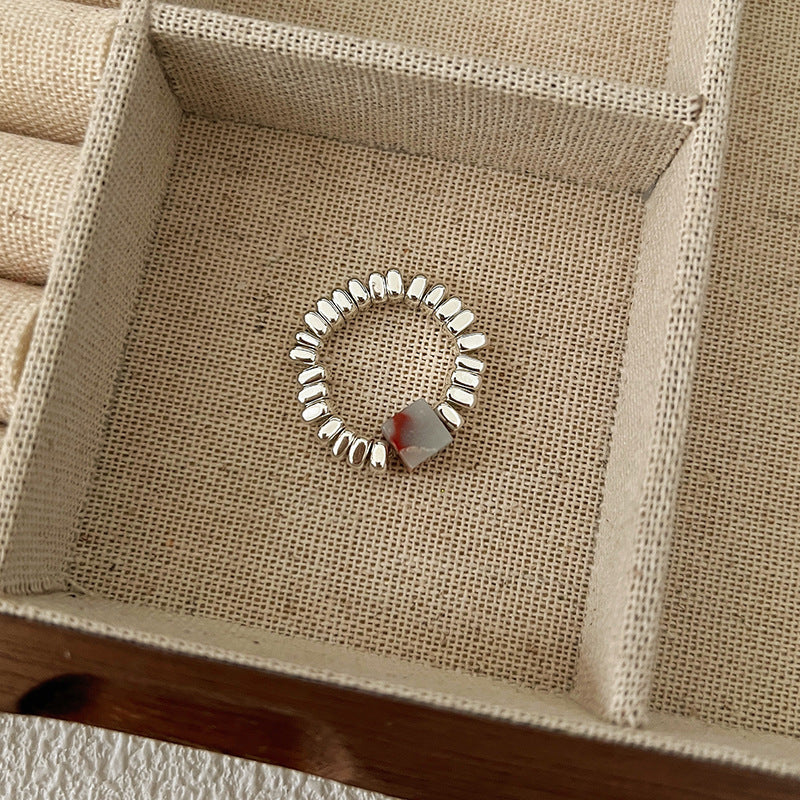 Dopamine Ring for Women, Niche Design, Personalized Beaded Index Finger Ring, High-End Fashion, Colorful Cute Closed Ring