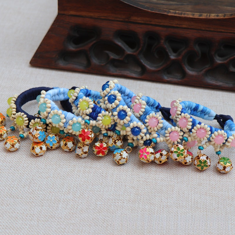 Blue Tie Dye Cloth Bracelet Dali Lijiang Hot Sale Hand-stitched Flower Fabric Bracelet Bracelet