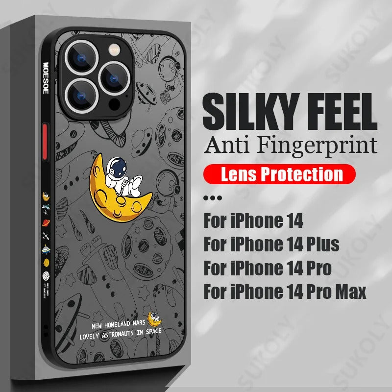 Astronaut Acrylic Phone Case For iPhone 16 13 14 Pro 15 16 Max 12 Pro Max 11 14 15 Plus Shockproof Matte Cartoon Hard Back Cover