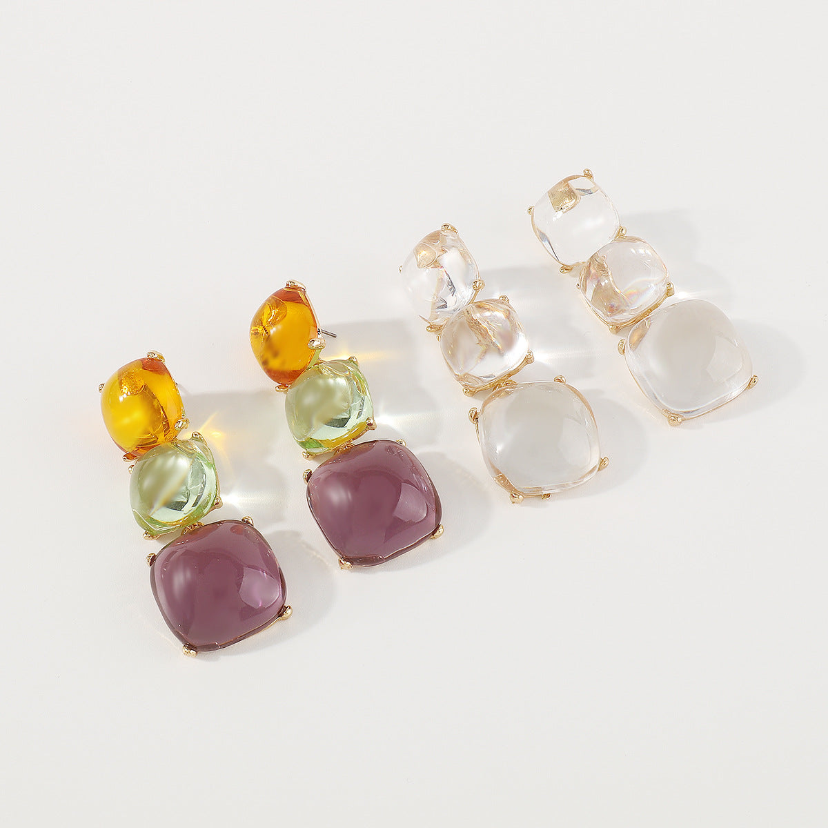Trendy Accessories ZA Personality Fashion Exaggerated Geometric Resin Colorful Earrings Necklace