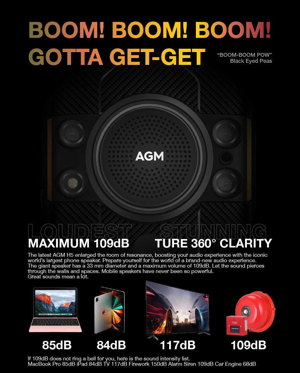 AGM H5 6+128G Rugged Smartphone Large Capacity 7000MAH IP68/IP69K Cell Phone 3.5W Loud Speaker Night Vision