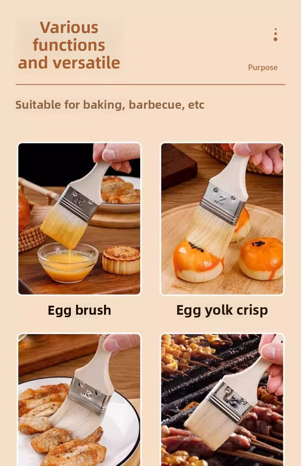 Barbecue Brush Brushing Oil Oil Brush Barbecue Oil Kitchen Pancake Brushing Oil Sauce Household Soft Fur No Lint, No Burning, No Rotten Baking