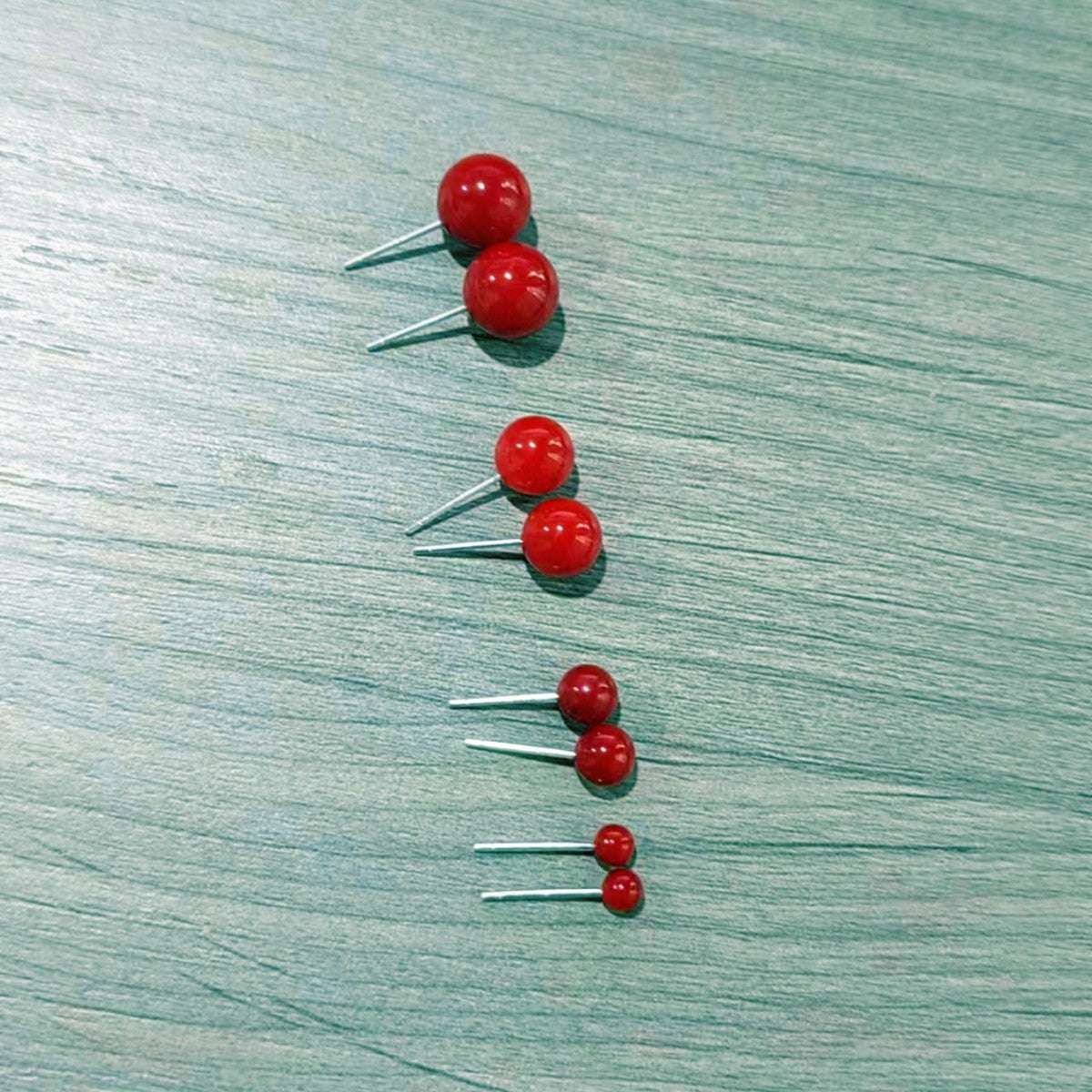 S925 Imitation Silver Needle White Round Pearl Earrings Simple New Year Festive Red Earrings Pearl Studs