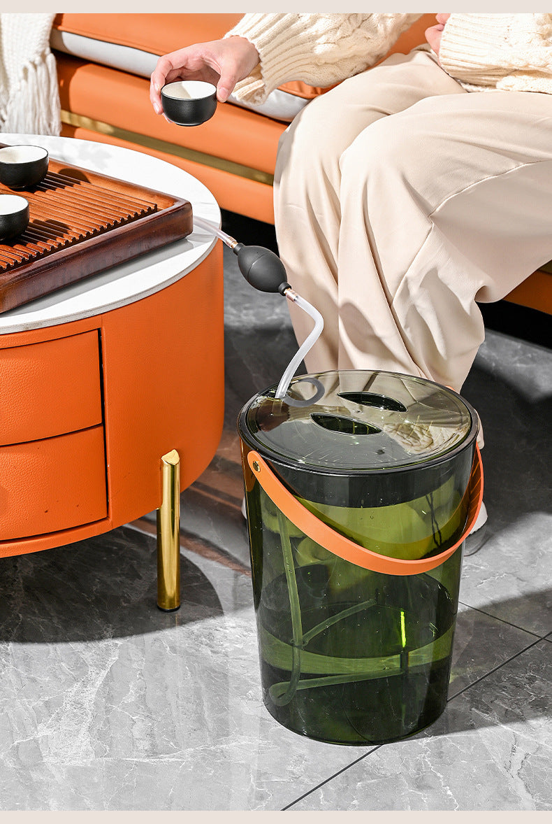 Tea Bucket Office Large Capacity with Strainer Dry Wet Separation Household Table round Portable Transparent Tea Residue Barrel