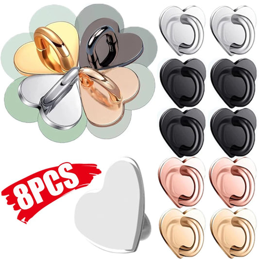 Mini Kawaii Adhesive Metal Heart Phone Charm Holder Cute Phone Case Finger Ring Stand Hooks Buckle DIY Charms Clasp For iPhone
