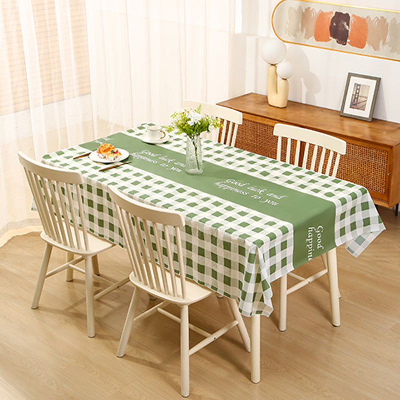 Nordic Style Warm High Temperature Resistant Tablecloth Ins Tablecloth Waterproof Oil-Proof Disposable High-Grade PVC Plaid Dining Table Cloth Liner