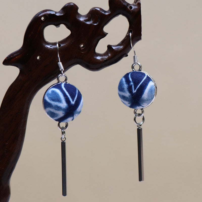 Ethnic style blue tie-dye earrings hand-woven tie-dye earrings travel companion gift