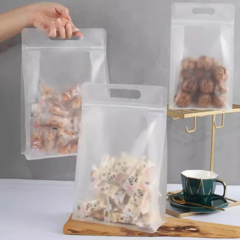 4PC PET Food Storage Bag Stand Up Zip Shut Bags Reusable Ziplock Saran Wrap Plastic Bags Leakproof Food Fresh-keeping Packaging