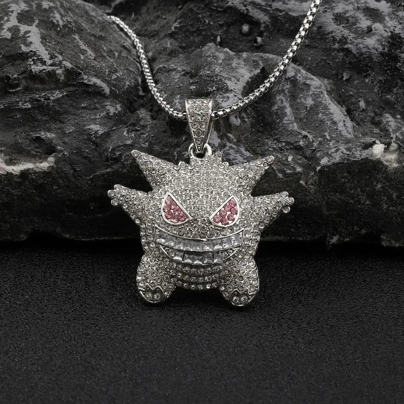 Pokemon Gengar Diamond Necklace Anime Shaped Necklace Children's Birthday Gift Simple Fashion Neck Pendant Decoration Gifts