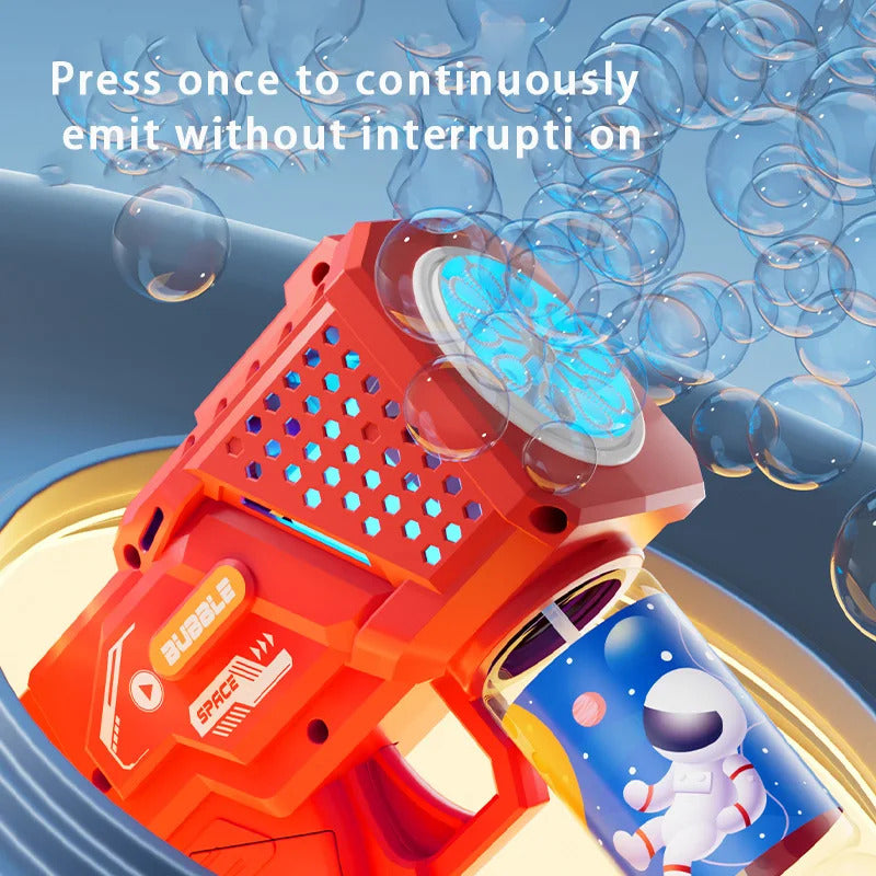 10 hole automatic bubble machine toy children's handheld space bubble gun electric light without battery bubble water