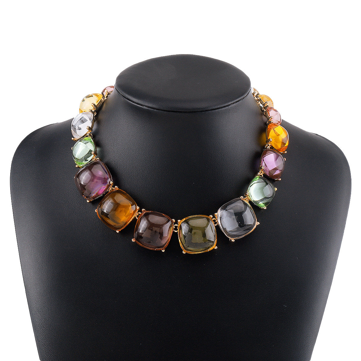 Trendy Accessories ZA Personality Fashion Exaggerated Geometric Resin Colorful Earrings Necklace