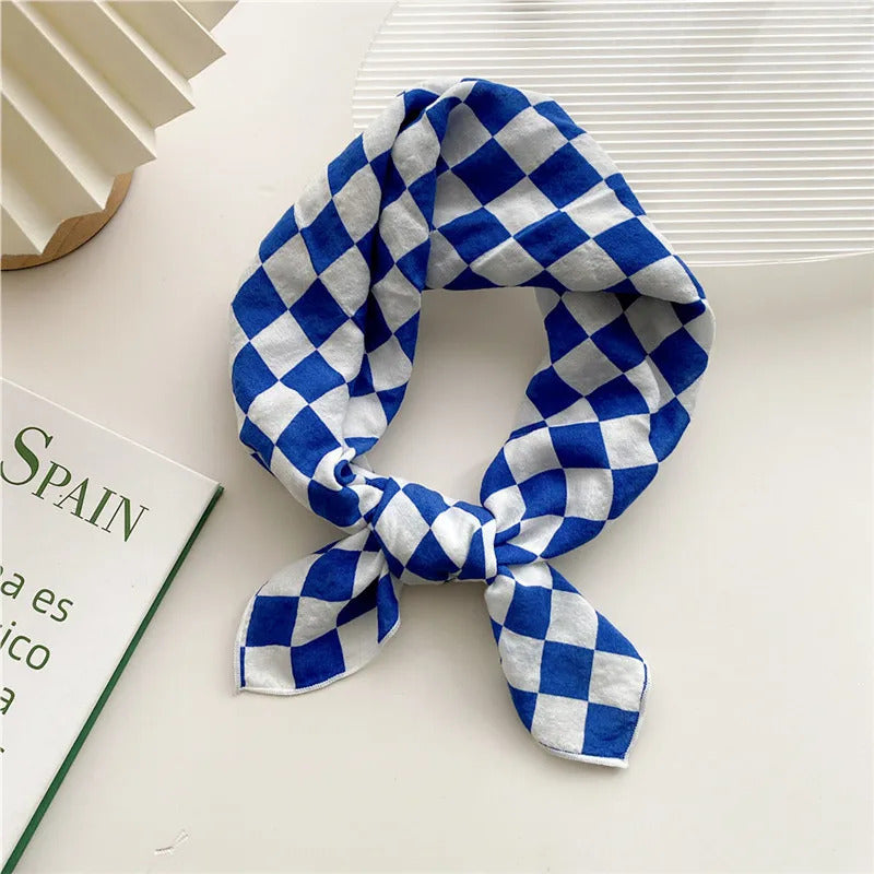 Cotton Linen 55cm Square Scarf Women Kerchief Flower Print Geometric Neckerchief Scarves  Headwrap Bandanas Hairband Headbands