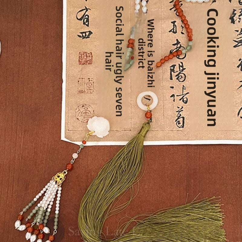 Ancient Style Hanfu Back Cloud Long Tassel Ming Dynasty Necklace New Chinese Style National Style Mamian Skirt Accessories