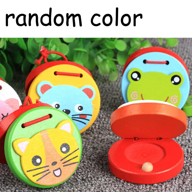 Cute Castanets Musical Instrument Toys Kids Wooden Toys Clapper Handle Baby Development Music Educational Toys For Children Gift
