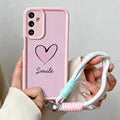 Wrst Chain Phone Case For Samsung S24 S23 S22 S21 S20 FE Plus Ultra A10S 20S 11 02 03 04 05S Cute Cat Lanyard Soft TPU Cover