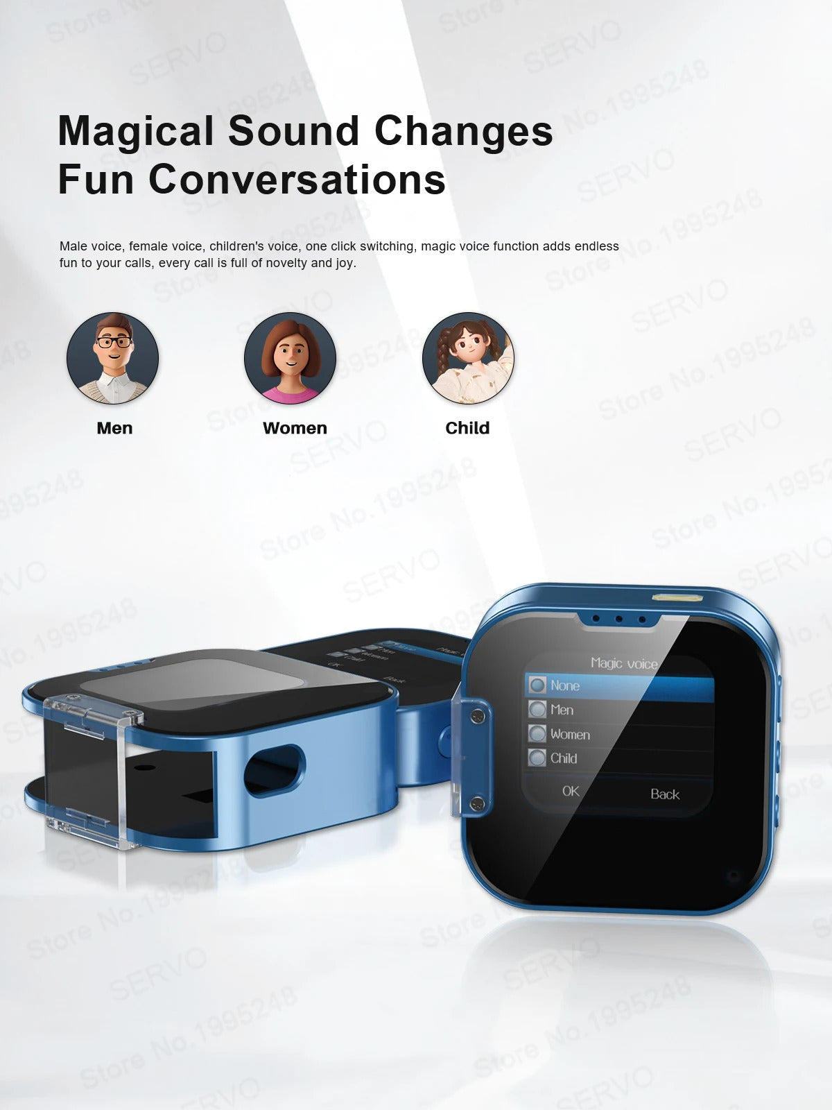 SERVO i19 Rotate Small Box Touch Mobile Phone 2SIM Standby Magic Voice Bluetooth Sync Music Torch Mini Rotation Cellphone Type-C