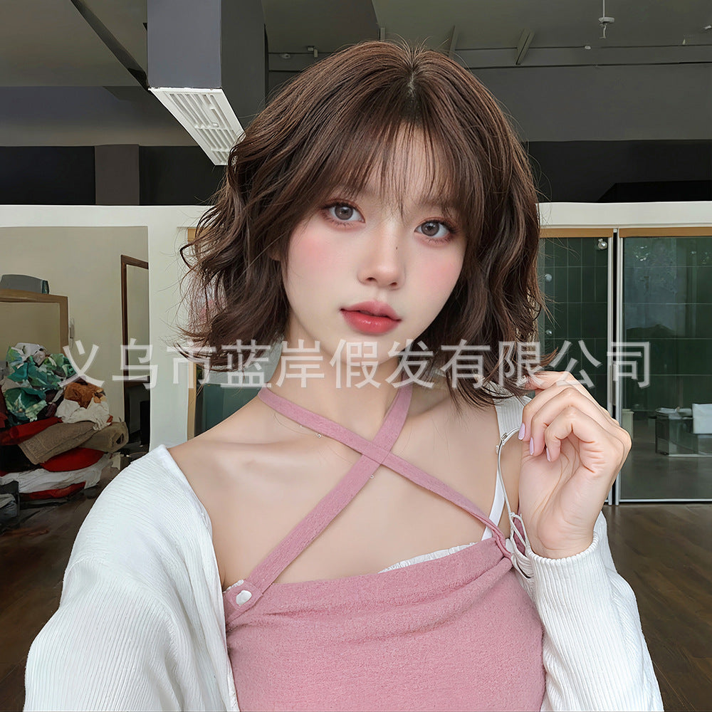 Trendy Hot-Selling Wig for Women, Cute Style, Blonde Bob Short Curly Hair, Factory Stock, Matte High-Temperature Fiber Full Wig