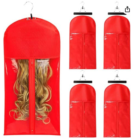 In Stock Thickened Zipper Portable Wig Dust Cover PVC Window Non-Woven Fabric Hang Clothes Storage Dustproof Bag Wholesale