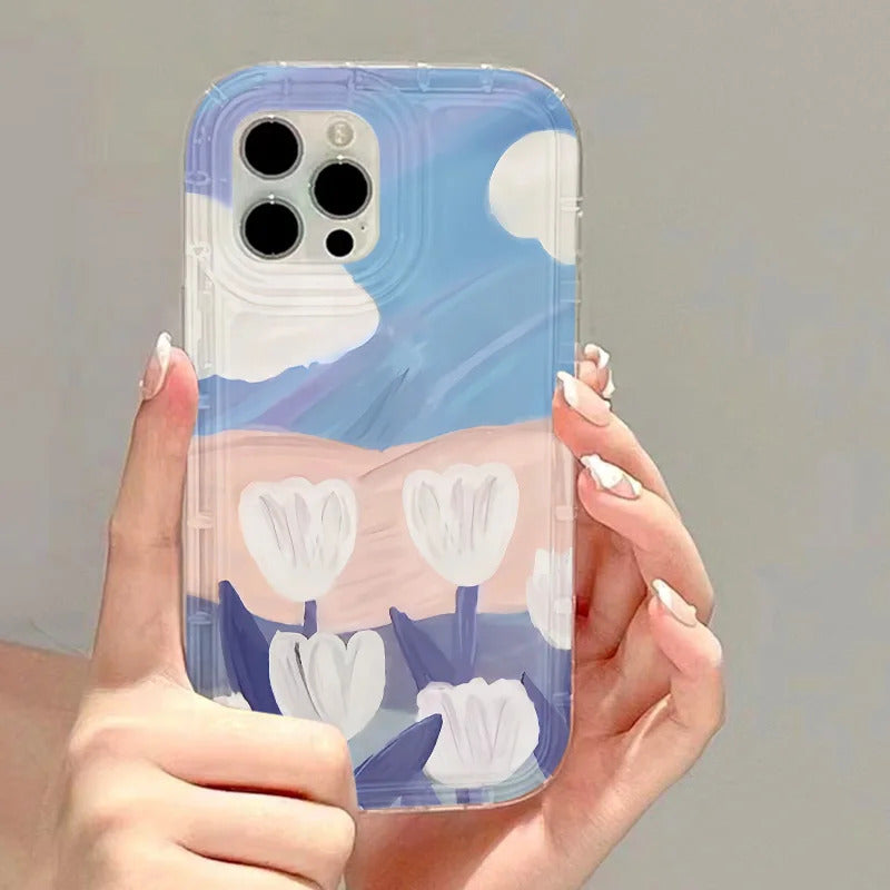 Oil Painting Flower Phone Case For iPhone 15 Case iPhone 11 13 12 14 Pro Max 7 8 Plus X XR XS SE 2020 Shockproof Soft Back Cover