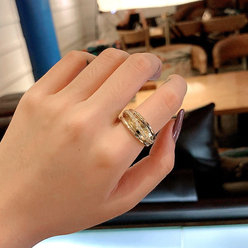 Sand Gold Opening Adjustable Frosted Ring Women's Fashion Sweet Light Luxury Niche Exquisite Ring Ancient Design