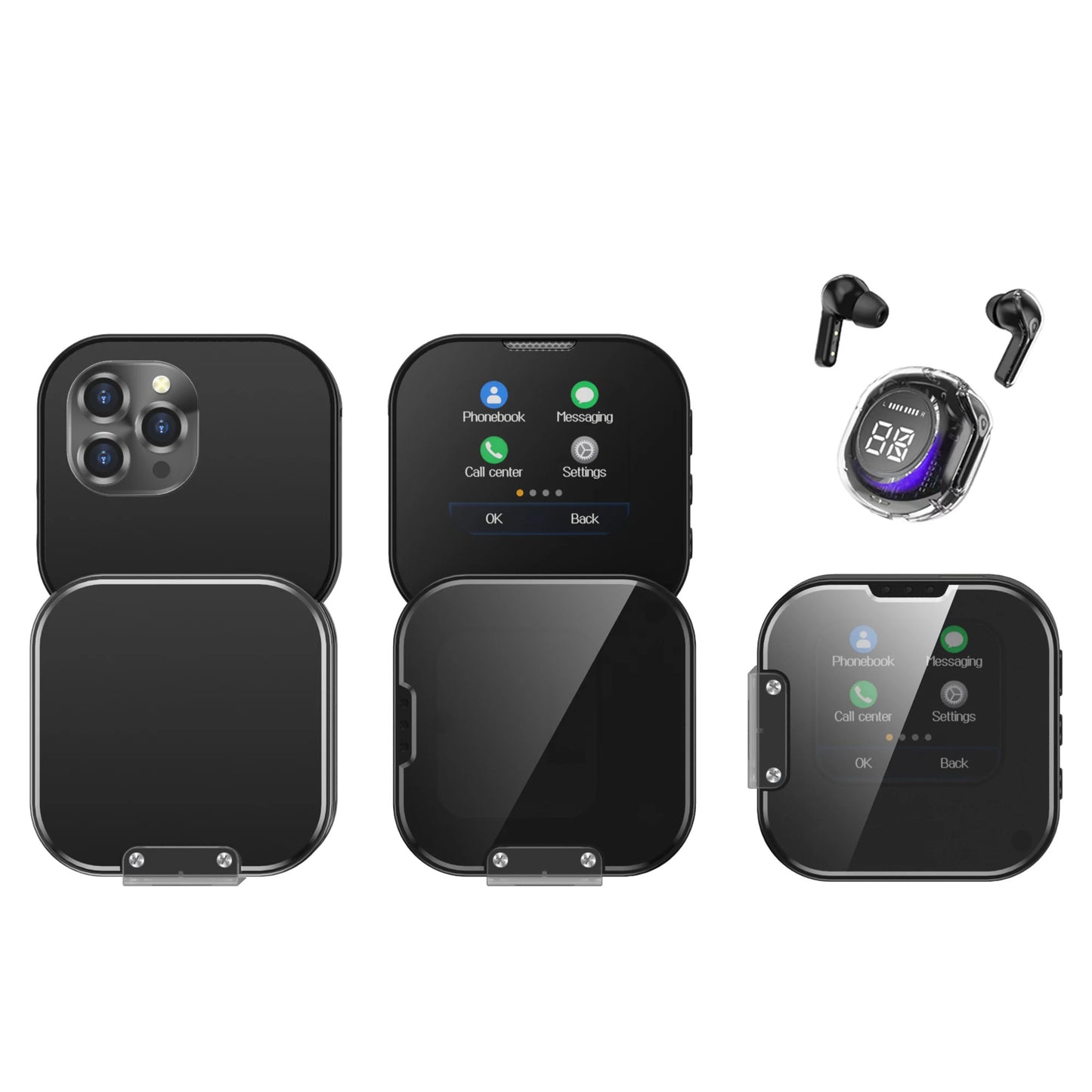 SERVO i19 Rotate Small Box Touch Mobile Phone 2SIM Standby Magic Voice Bluetooth Sync Music Torch Mini Rotation Cellphone Type-C