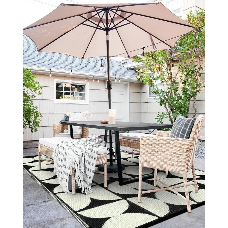 8x10 Outdoor Rug, Large Waterproof Reversible Outdoor Patio Area Rug, Indoor/Outdoor Plastic Straw Portable Camping Rug