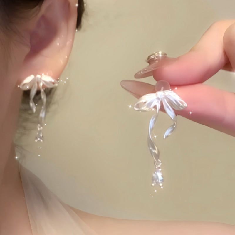 Sweet Dream Ballet Girly Bow Sweet Earrings Women's Explosive Exquisite Earrings