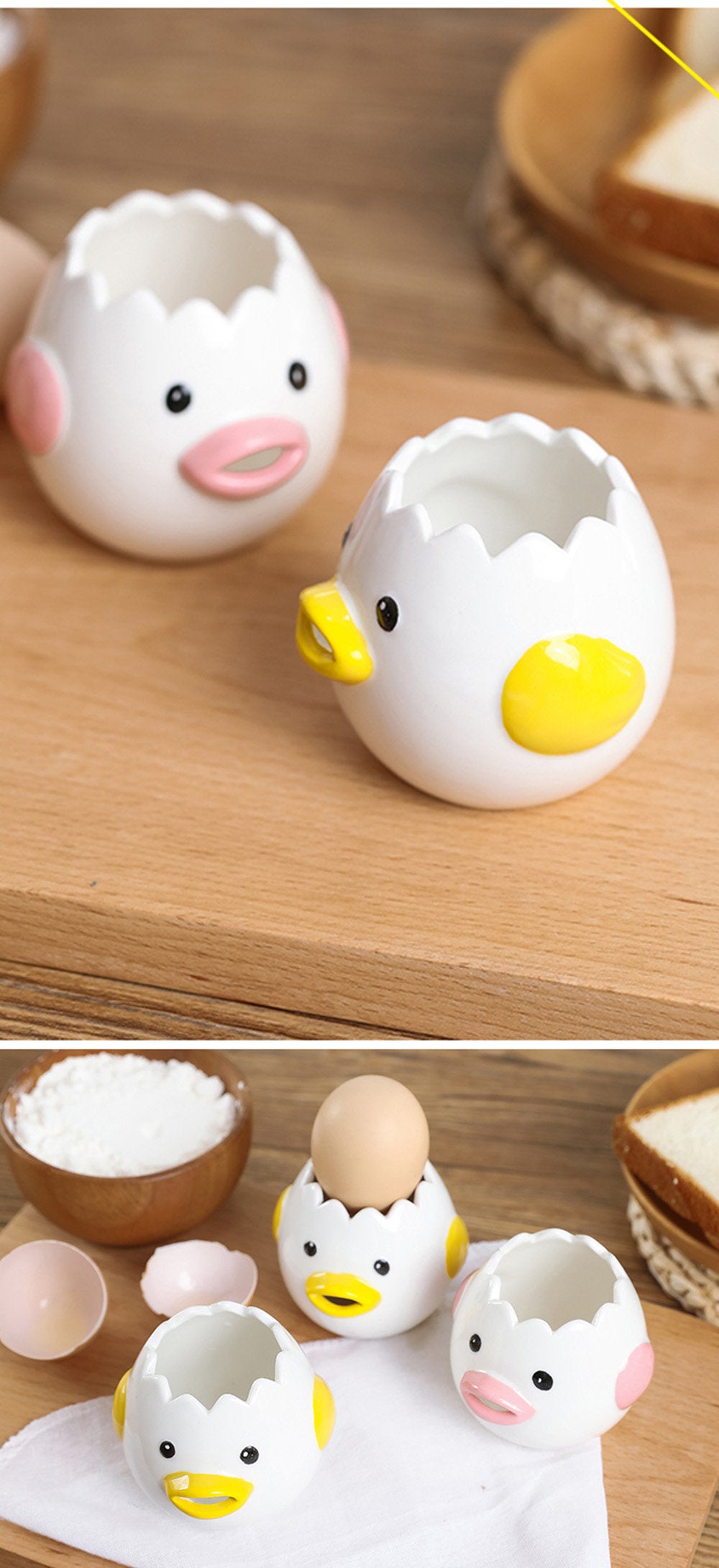 Cute Chick Ceramic Egg White Separator Creative Egg Separator Egg Yolk Protein Filter Baking Tool