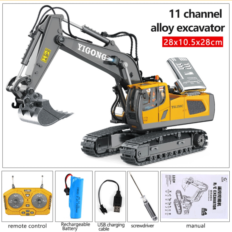 2.4G Remote Control Excavator Dump Truck RC Model Car Toy Professional Alloy Plastic Simulation Construction Vehicle for Kids