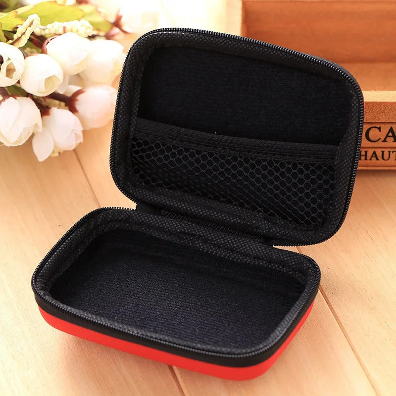 STONEGO Zipper Earphone Case Leather Earphone Storage Box Portable USB Cable Organizer Carrying Hard Bag for Coin Memory Card
