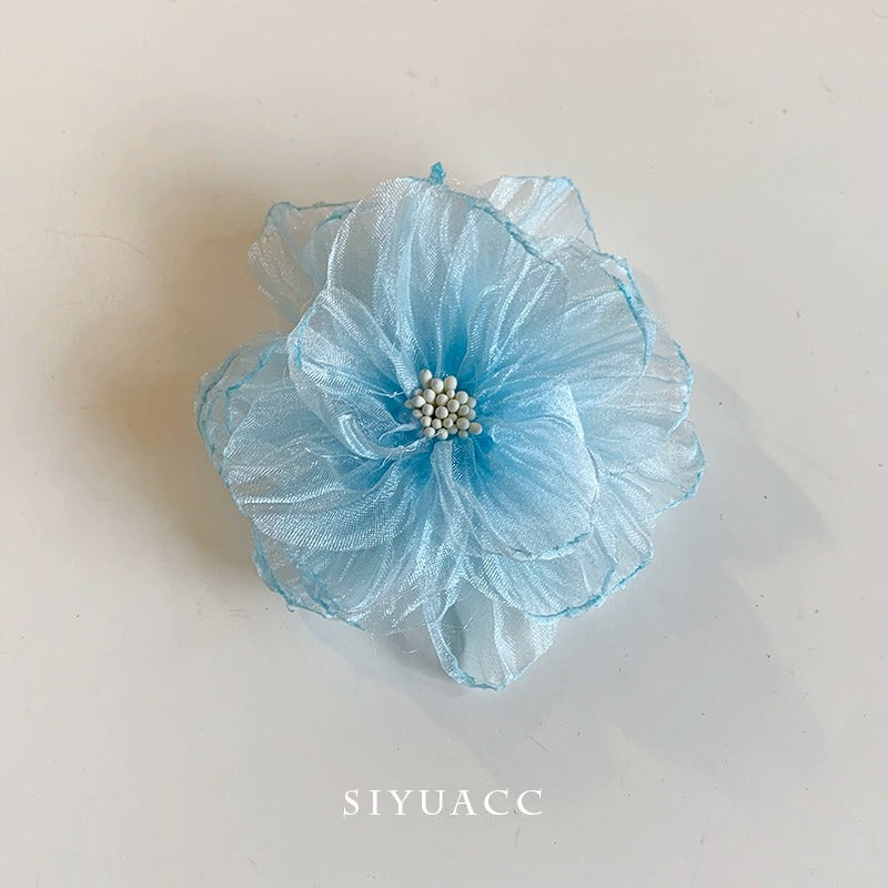 Vacation Organza Flower Hair Clip Travel Outing Hair Accessories Atmosphere Clip Duckbill Clip Hairpin Side Clip Hair Ornament