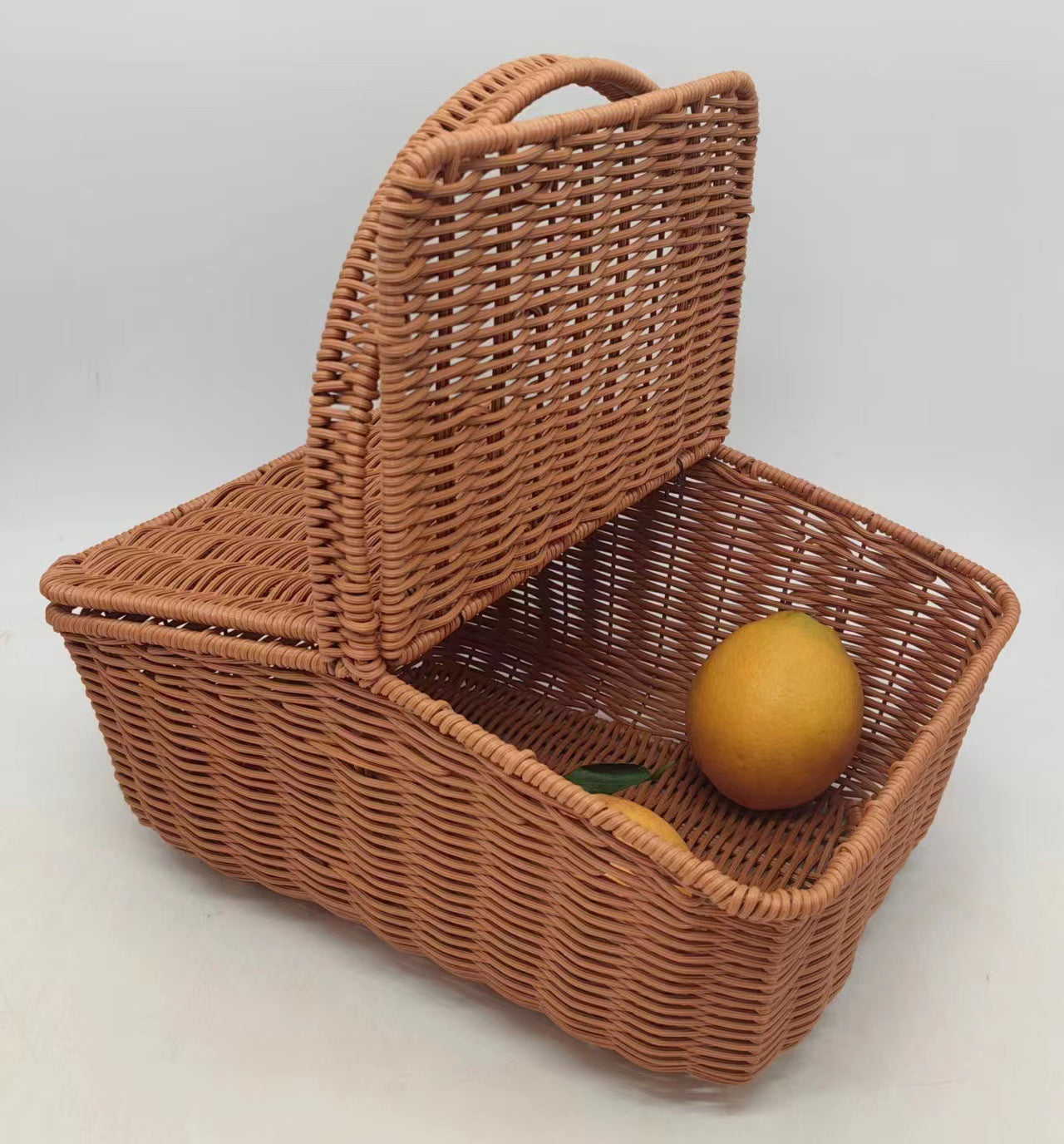 Imitation Rattan Fruit Basket Large Household Storage Basket Picnic Basket Handwoven Egg Basket Grocery Basket