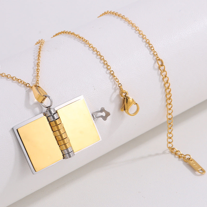 Titanium Steel Women's Love Letter Necklace Openable Pendant Couple New Style Personality Temperament Necklace Clavicle Chain