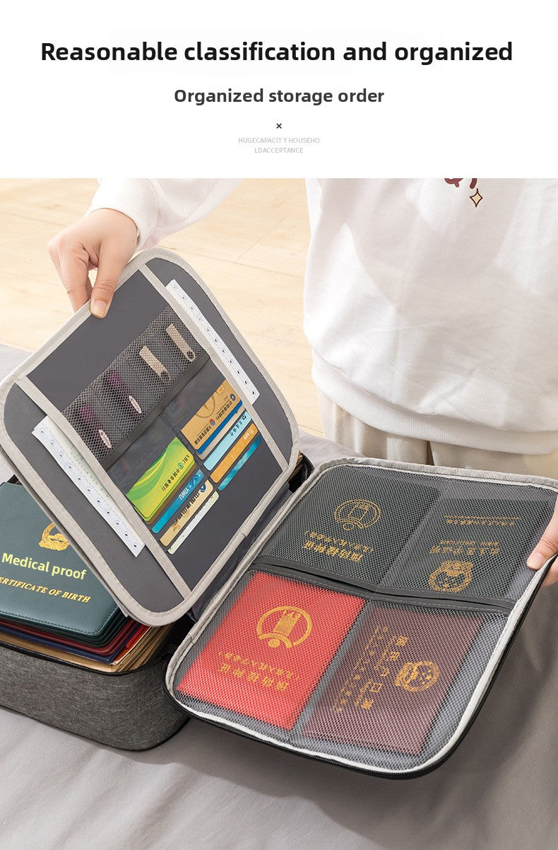 Home Id Storage Bag Large Capacity Household Certificate Passport Card Pack Waterproof Folder File Organizer Storage Bags