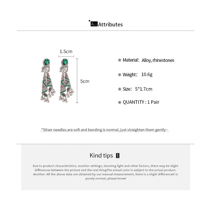 Silver Needle Diamond Knot Water Drop Oval Earrings Light Luxury High-end Sense Earrings Niche Retro Exaggerated Distinctive Earrings