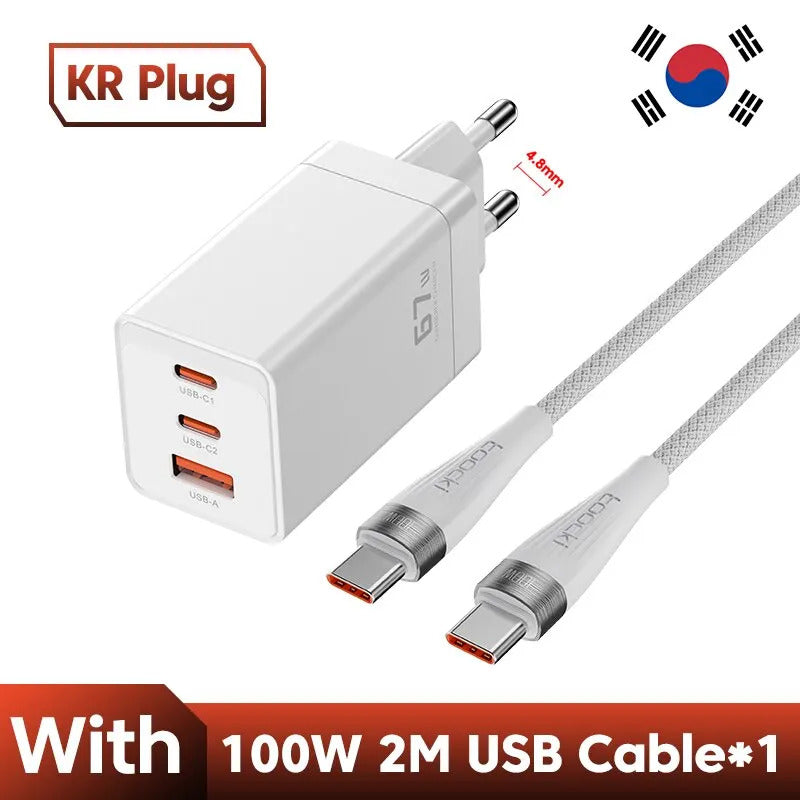 Toocki 67W GaN USB C Charger QC4.0 65W PD 3.0 Type C Fast Charger Quick For iPhone 16 15 14 13 Pro Samsung Xiaomi Huawei MacBook