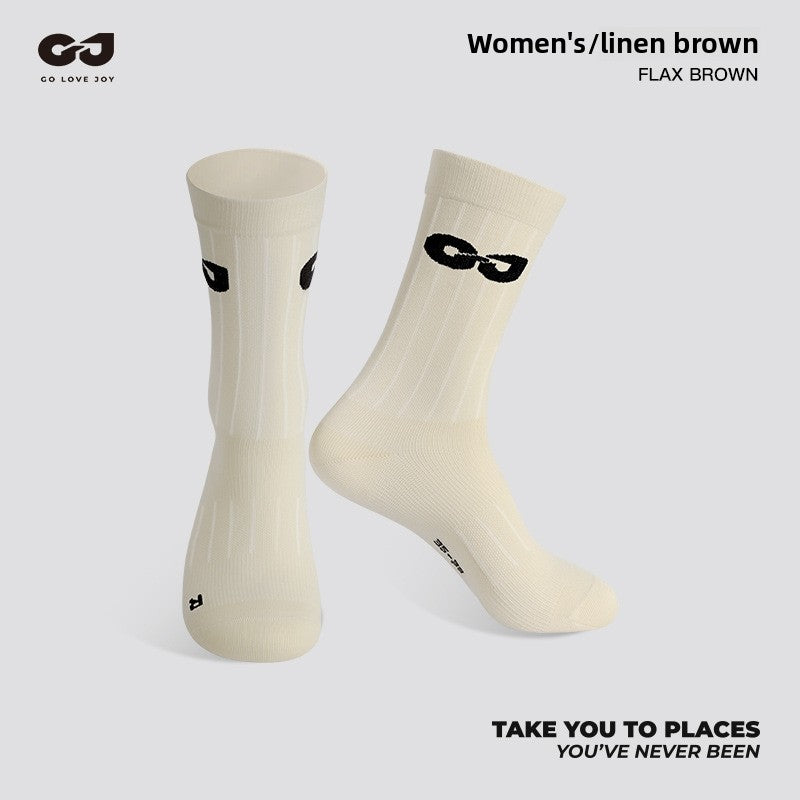 Outdoor Sports Cycling Socks for Men and Women, Breathable, Sweat-Absorbent, Quick-Drying, Odor-Resistant, Lycra, Basketball, Soccer, Running, Mid-Calf Socks