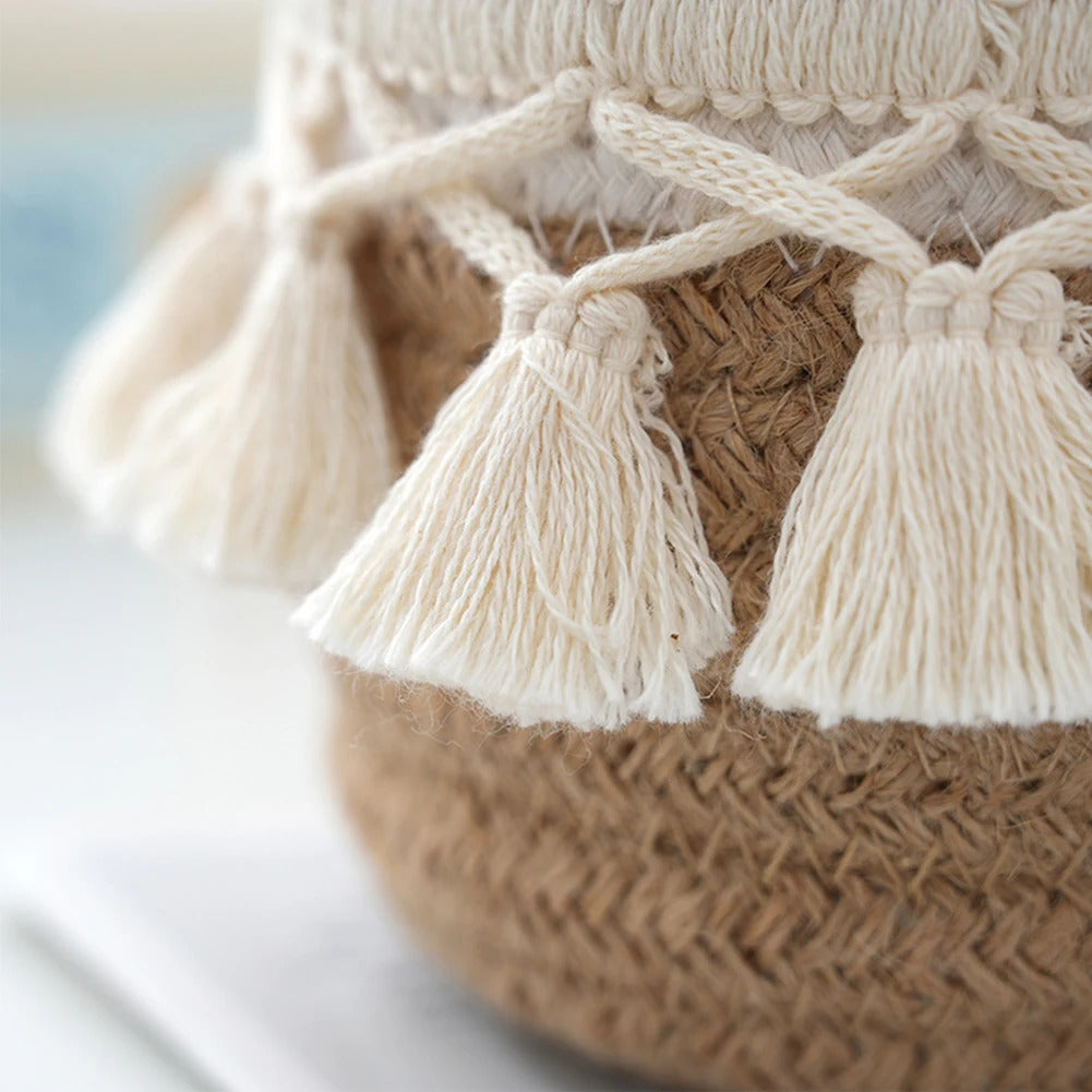 Comb Brushes Mini Storage Basket Boho Cosmetic Brushes Storage Makeup Brushes Container for Vanity Desktop Bathroom