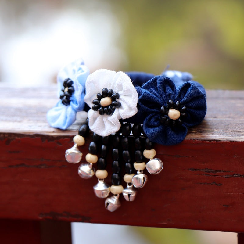 Blue Tie Dye Cloth Bracelet Dali Lijiang Hot Sale Hand-stitched Flower Fabric Bracelet Bracelet