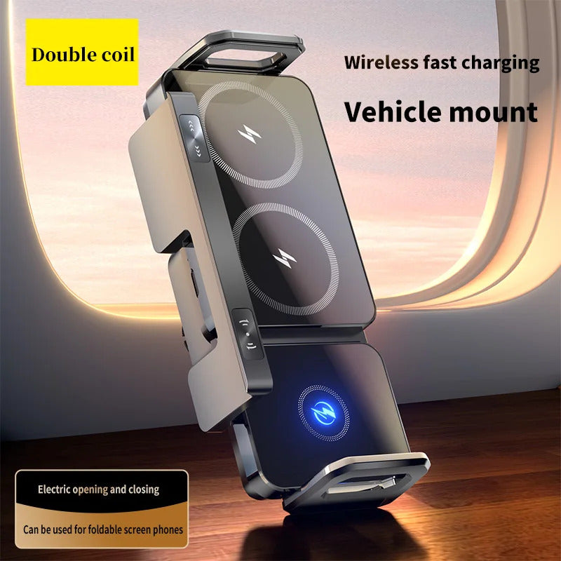 New 15W Wireless Fast Car Charger Mount Gravity Car Phone Holder For Samsung Automatic Rotating Universal Phone Charging Stand