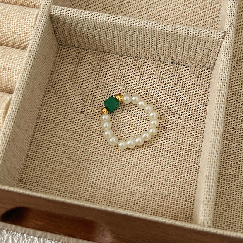 Dopamine Ring for Women, Niche Design, Personalized Beaded Index Finger Ring, High-End Fashion, Colorful Cute Closed Ring