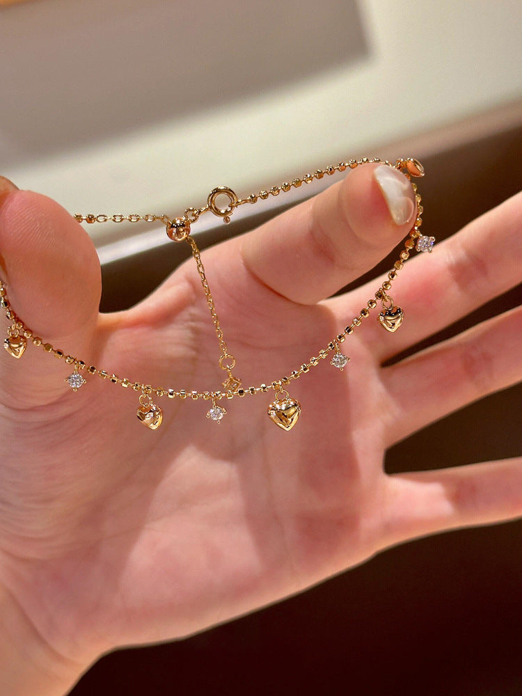 Love Fringed Zircon Bracelet for Women 2025 New Light Luxury Minority High-End Fashion All-Match Temperament Bracelet Necklace