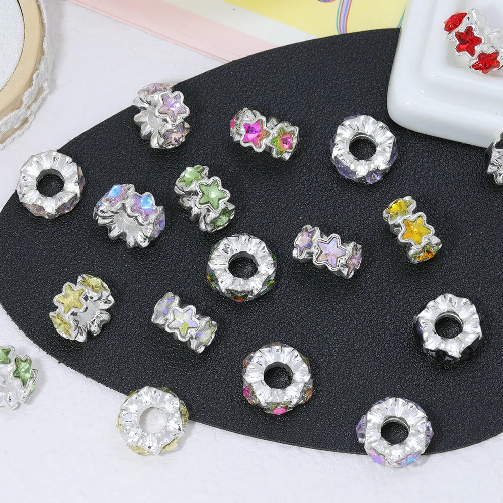 Cordial Handmade 15*15MM 50Pcs DIY Hand Made/Star Shape/Spacers Beads/Rhinestone Effect/Jewelry Findings & Components #18411