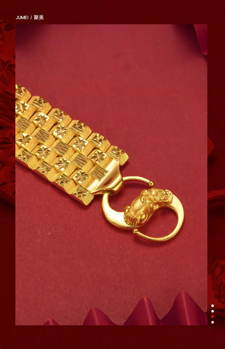 9999 24K  real gold store, same style gold bracelet for men and women, powerful and exquisite jewelry