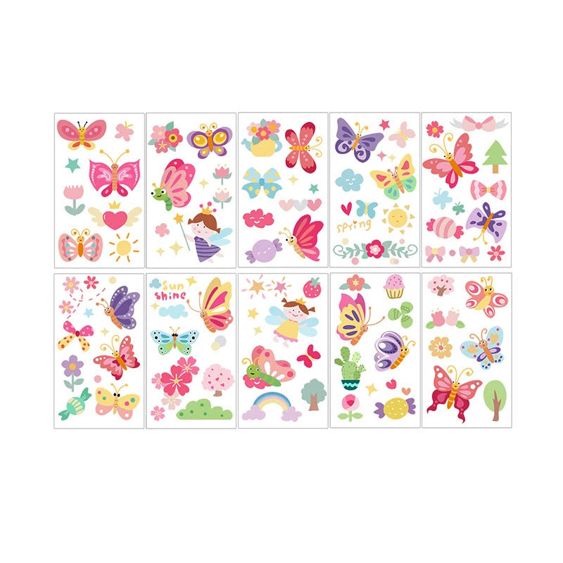 10 Pack Fake Tattoo Stickers Cartoon Temporary Tattoos Kids Arms Diy Body Art Cartoon Collection Mermaid Animals Astronaut