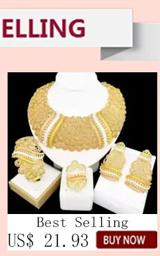 Luxury Jewelry Set For Women High Quality 18K Gold Plated Dubai Jewelry Necklace Earring Ring Bracelet Trending