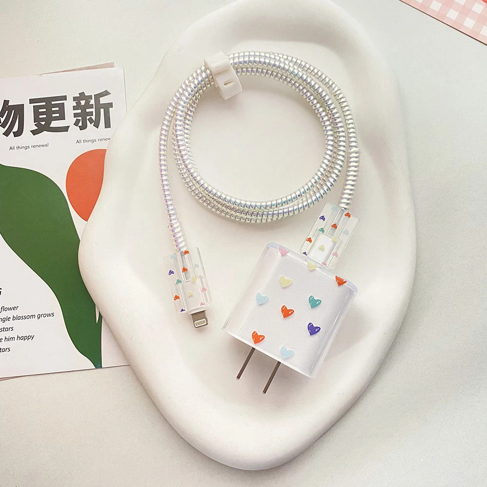 USB Cable Protection For Iphone 15 14 13 12 Cover Smiling Face Style Protective Data Line Spiral Winder 18 20W Charger Protector