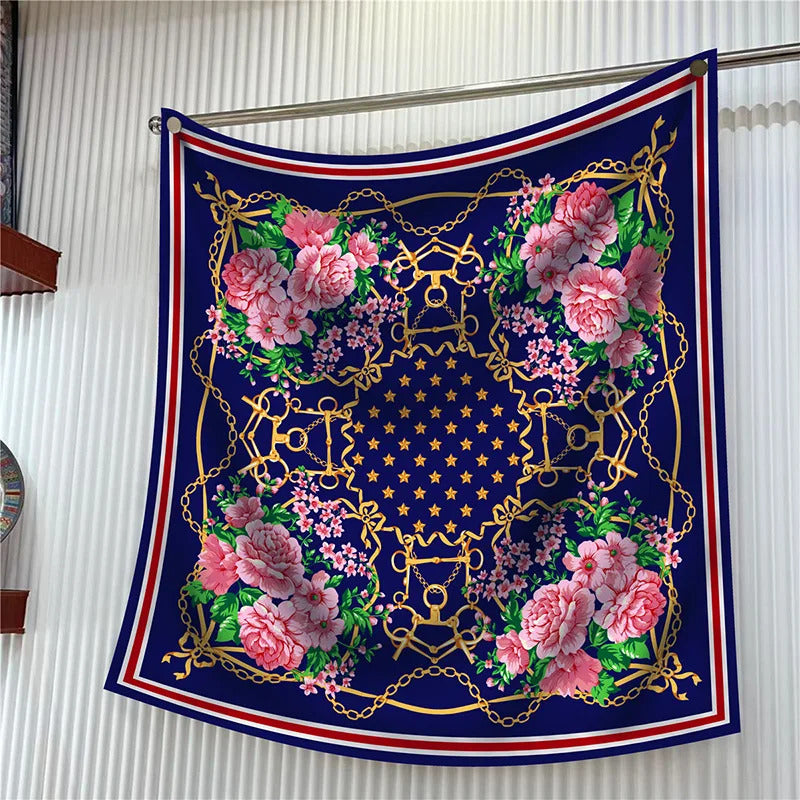 New Year Gift 90cm Large Square Scarf Scarf Women'S Scarves Spring And Autumn Style Fashion Shawl European American Twill Print