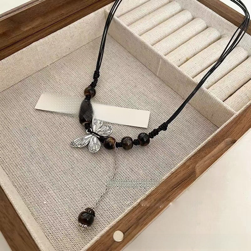 Ceramic Necklace New Chinese Ethnic Style Retro Ceramic Butterfly Beaded Clavicle Chain