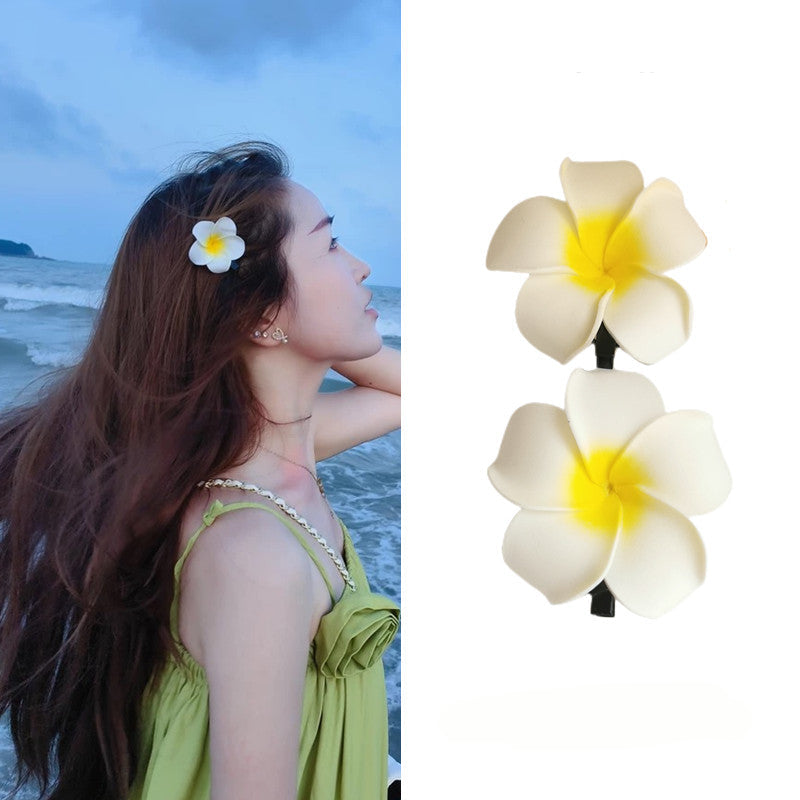 Dai People Dress up Seaside Vacation Plumeria Rubra Barrettes Travel Headdress for Taking Photos Flower Side Clip Small Size Fairy Hairpin